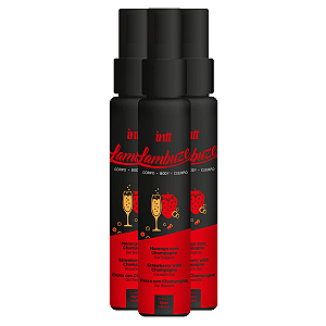 Lambuze Gel Beijável Intt Morango/Champagne 55ml - Kit 3 und