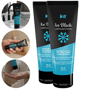 Gel Lubrificante Íntimo Ice Black Intt Sabor Menta 50ml - Kit 2 und