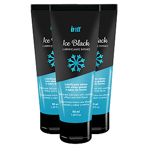 Gel Lubrificante Íntimo Ice Black Intt Sabor Menta 50ml - Kit 3 und