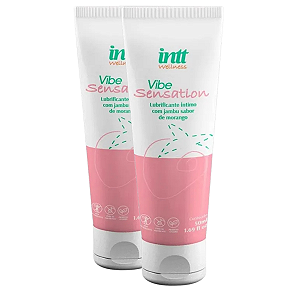 Vibe Sensation Lubrificante Íntimo Intt Sabor Morango 50ml - Kit 2 und