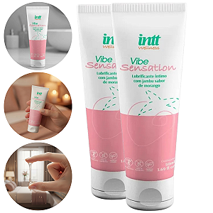 Vibe Sensation Lubrificante Íntimo Intt Sabor Morango 50ml - Kit 2 und