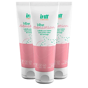 Vibe Sensation Lubrificante Íntimo Intt Sabor Morango 50ml - Kit 3 und