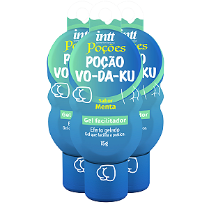 Poção Vo-da-ku Gel Facilitador Gelado Intt Sabor Menta 15g - Kit 3 und