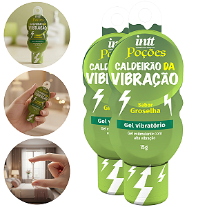 Poção Caldeirão da Vibração Gel Vibratório Intt Sabor Groselha 15g - Kit 2 und
