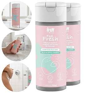 Feel Fresh Sabonete Líquido Íntimo e Corporal Intt Morango 100ml - Kit 2 und