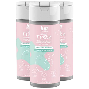 Feel Fresh Sabonete Líquido Íntimo e Corporal Intt Morango 100ml - Kit 3 und