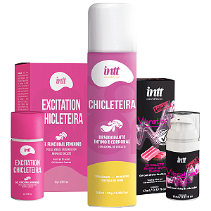 Kit Chicleteira - Gel Excitation 17g + Perfume Íntimo 166ml + Lubrificante Vibration Power 17ml Intt Chiclete