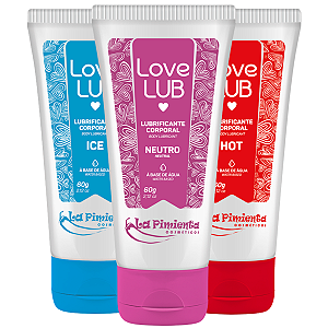 Kit Love Lub - Lubrificante Corporal Love Lub Neutro 60g + Love Lub Ice 60g + Love Lub Hot 60g La Pimienta
