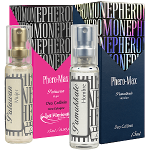 kit fragrâncias Deo Colônia Phero-Max Masculino Pamukkale + Colônia Feminina Palawan 15ml La Pimienta