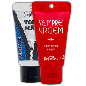 Kit Sempre Virgem Gel Adstringente Feminino + Volumão Gel Estimulante Masculino 25g Hot Flowers