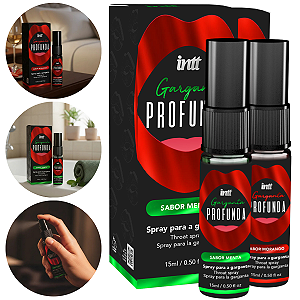 Kit Garganta Profunda - Spray Dessensibilizante Para Garganta Intt 15ml Sabor Morango + Sabor Menta