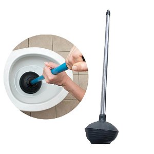Desentupidor Borracha WC Para Vaso Sanitário e Ralo com Cabo 60Cm