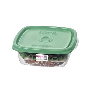 Conjunto 5 Potes Vasilhas Plástica Quadrada Multiuso Linha Fácil Com Tampa 530 ml Cada - SANREMO