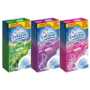 Pastilha Adesiva Sanitária Até 400 Descargas c/ 3 Unidades Novo Frescor