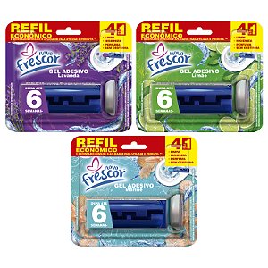 Refil Gel Adesivo Sanitário 6 aplicações 38g Novo Frescor Duração até 6 Semanas
