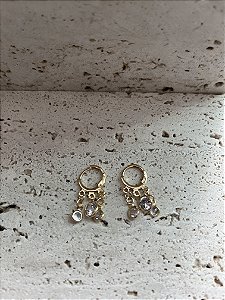 Argola pingentes bolinhas - dourado