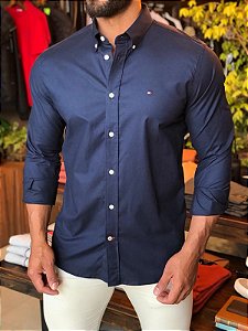 Camisa Oxford Tommy Hilfiger Masculina Marinho