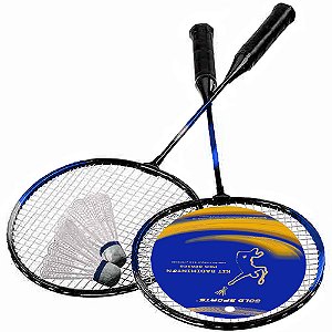 Kit Badminton Gold Sports 2 Raquetes e 2 Petecas