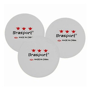 Caixa Com 3 Bolas Para Tênis De Mesa  Gold Sports  Brasport  3 Estrelas - Branco