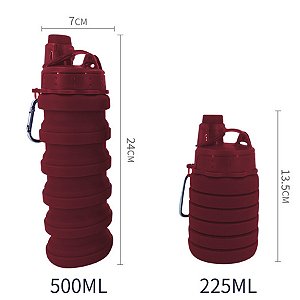 Garrafa Silicone Gold Sports Walk Retrátil Dobrável Portátil 500ml -BPA FREE