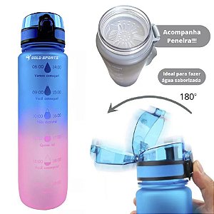 Garrafa Squeeze Plástica Gold Sports All Day Siliconada Com Filtro -1Litro - BPA-FREE