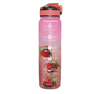 Garrafa Squeeze Plástica Gold Sports Fitness Siliconada II Com Canudo -900ml- BPA-FREE
