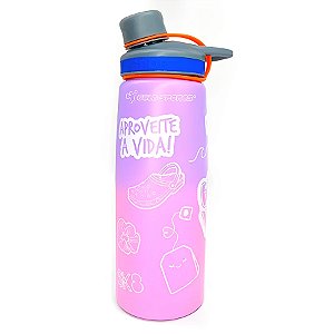 Garrafa Squeeze Aço Inoxidável Gold Sports Good Happy - 750ml BPA-FREE