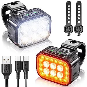 Kit 2 Lanternas Ciclismo Gold Sports Mega Leds  RecarregáveL Prova de Água 8 modos de iluminação