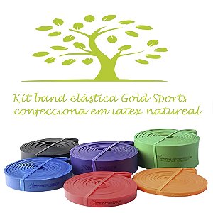 Kit Super Bandas Elásticas Gold Sports Resistência Cross Trainner AD - com 6 Intensidades