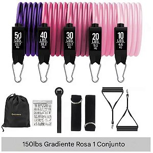 Kit Multi Extensores Elásticos Gold Sports Super Pro até 70Kgs