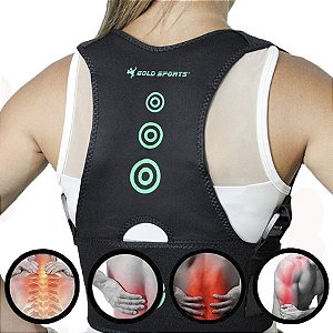 Cinta Colete Corretor Postural Lombar  Gold Sports Com Estrutura Para Coluna Ortopédico Ajustável