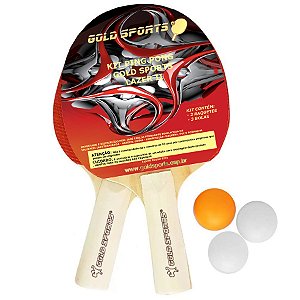Kit Tenis de Mesa Gold Sports Pro Lazer - 2 Raquetes e 3 Bolas