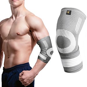 Cotoveleira Elástica Gold Sports Pro Bilateral de Compressão Com Bandagem de Ajuste