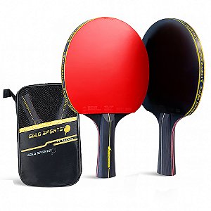 Kit Tênis De Mesa Gold Sports 6.0 Series - 2 Raquetes 6 Estrelas Profissional e 1 Mesh Bag