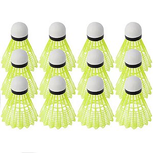 Kit Peteca de Badminton Gold Sports Nylon Amarelo 12 unidades