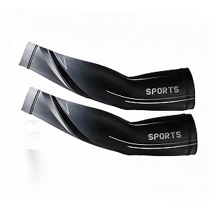 Manguito Longo Térmico e Compressão Gold Sports Black-Dry Proteção Solar Uv+50 - 2 pçs