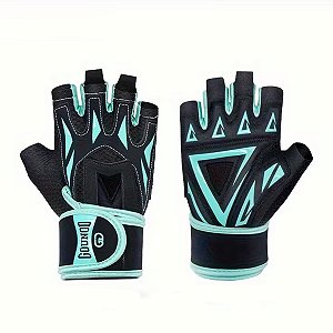 Luva Esportiva Gold Sports Veiddorn Com Munhequeira Gel Meio Dedos Anti Slip Silicone Respirável