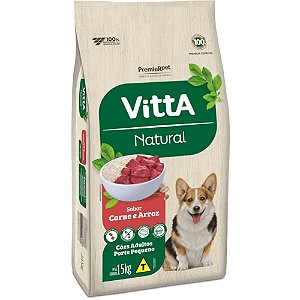 Ração VittA Natural Cães Adultos Porte Pequeno Carne & Arroz 15 Kg