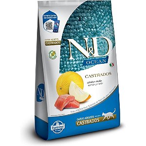 Ração N&D Ocean Gatos Adultos Castrados Sabor Salmão e Melão 7,5kg