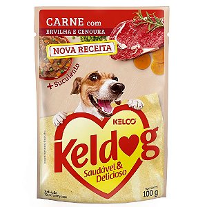 Ração Úmida Keldog Sachê Sabor Carne, Ervilha e Cenoura 100g