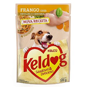 Ração Úmida Keldog Sachê Sabor Frango com Ervilha e Cenoura 100g