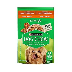 Ração Úmida Dog Chow Adultos Raças Mini e Pequena Sabor Carne Caixa C/15 Und