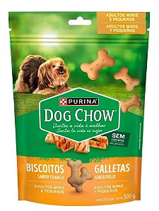 Biscoito Dog Chow Extra Life para Cães Adultos Porte Mini e Pequeno Sabor Frango