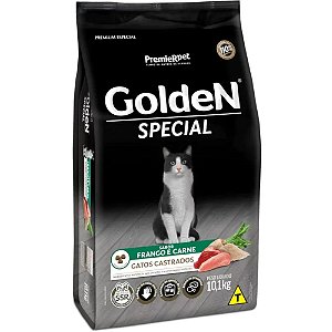 Ração GoldeN Gatos Castrados Special Sabor Frango e Carne 10,1Kg