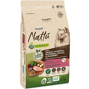 Ração PremieR Nattú Cães Adultos Raças Pequenas Sabor Mandioca 10.1 Kg