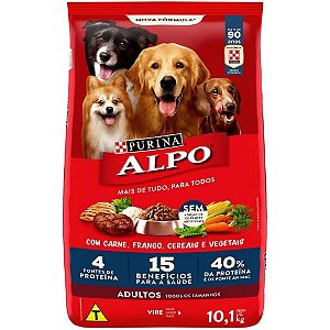 Ração Alpo Cães Adultos Sabor Carne, Frango, Cereais e Vegetais 10,1kg