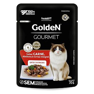 Ração Úmida GoldeN Gourmet Gatos Adultos Castrados Sabor Carne