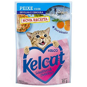 Ração Úmida Kelcat Sachê Peixe com Ervilha e Cenoura VR