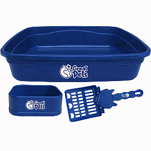 Kit Caixa de Areia Great Pets com Pá e Comedouro para Gatos