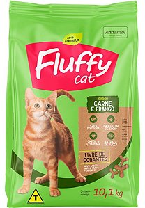 Ração Fluffy Cat Mix para Gatos Adultos Sabor Carne e Frango 10,1Kg